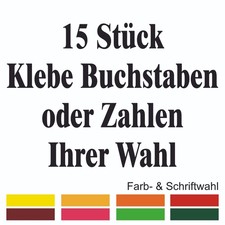 15 Stück Klebezahlen Buchstaben Aufkleber Höhe 5-15cm