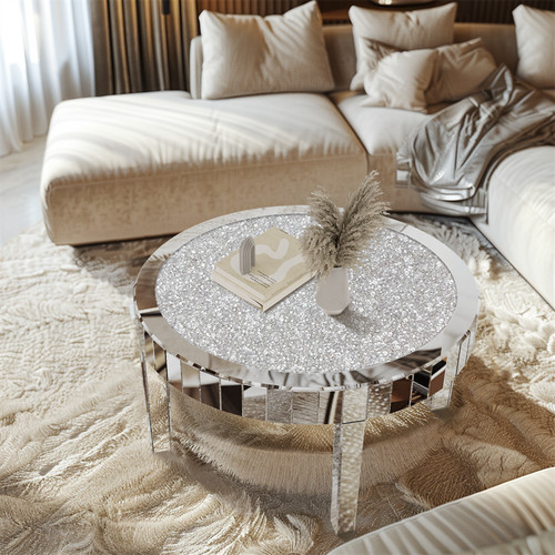 Rund couchtisch silber - silber, glas