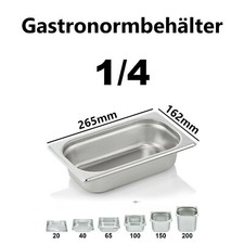 1/4 Gastronormbehälter GN Behälter verschiedene tiefen 1/4 20 40 65 100 150 200