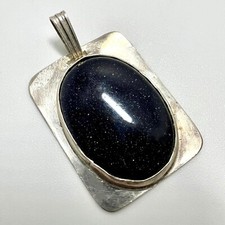 Blauer Goldfluss Anhänger aus 925 Silber Edelstein mit Meisterstempel, Unikat