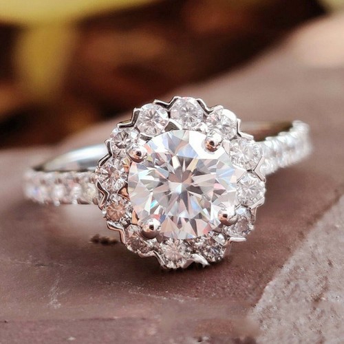 Rund halo diamant - 2,80, kt