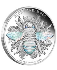 Silbermünze Blue Banded Bee 2025 Niue 1 Oz Neu Komplett Top PP