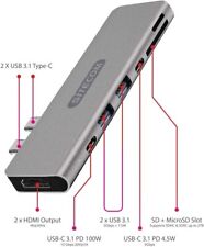 Sitecom CN-391 Dual USB-C MacBook Pro Multiport Adapter Hub HDMI Card Reader PD