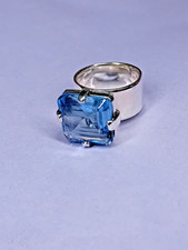 HANDGESCHMIEDETER Ring UNIKAT 925er SILBER mit BLAU TOPAS