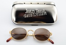 JUNIOR GAULTIER by JPG Sonnenbrille 57-3173 22KGP Gold Brown Oval Vintage + Case