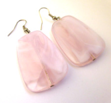 Rosenquarz Ohrringe Imitation Rosa Kunststoff leicht Retro Look Vintage Farbe