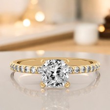 Diamant 18k Gold Ring Lab Grown Yellow Cushion 1,4 Karat IGI-zertifiziert...