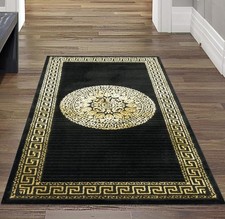 Moderner Teppich Läufer f. Flur & Diele Bettvorleger Schwarz Gold, Gr. 60x110 cm