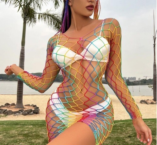 Damen netz kleid mini - netz,