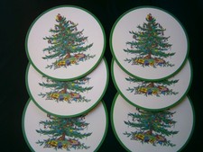 Pimpernel ,Tischset 6 x Platzteller  ,rund 25,5 cm ,Kork Weihnachten Christbaum