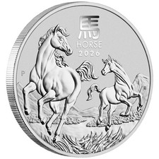 Australien 8 Dollar  2026 Lunar Jahr des Pferdes 5 Oz Silber 9999 ST / BU