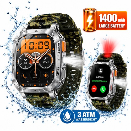 Hd militär smartwatch - 2.01",