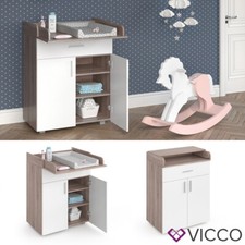 Wickeltisch Wickelkommode Wickelschrank Lena Sonoma Weiß Wickelaufsatz Vicco