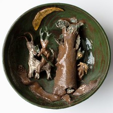 Keramik Schale Malerei Unterglasur Fabelszene unbekannt 20 Jahrhundert