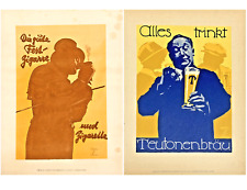 Ludwig Hohlwein Originale Grafik von 1926 Motive Festzigarre und Teutonenbräu