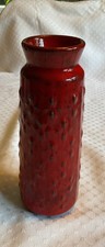 Erdbeer rote Vase 20 cm Jasba Reliefdekor 60er Jahre Mid century Design