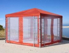 QUICK STAR Rank Pavillon Set 3x3m Metall Partyzelt Terra / Rotorange RAL 2001