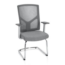Besucherstuhl Konferenzstuhl Freischwinger Stühle Bürostuhl Grau Mesh gepolstert