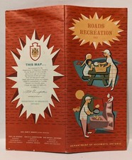 Alte Karte - Old Map - Roads of Recreation - Ontario Kanada - 1962
