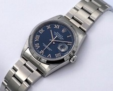ROLEX OYSTER PERPETUAL DATEJUST BLUE HERRENUHR OYSTERBAND REF.:16200 PAPIERE/BOX