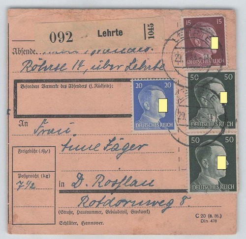 Deutsches reich paketkarte - deutsches,