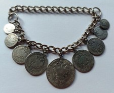 Trachtenschmuck Charivari - Schmuckkette (9 Münz Knöpfe Ungarn 1859)