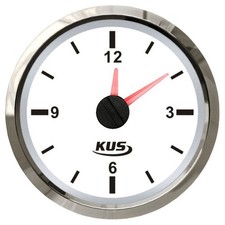 Uhr analoge Anzeige 12 Stunden Anzeige 12/24 Volt, Edelstahl, Boot - weiss