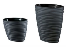 Blumenkübel Slim Welle Blumentopf Pflanzgefäß 3D Effekt Anthrazit 2 Größen