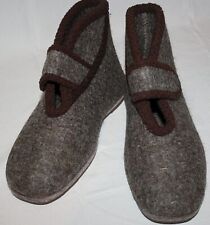 Damen Filzhausschuh mit Klettverschluss und Porosohle braunmeliert Gr. 38