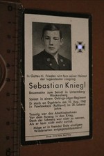 altes Sterbebildchen eines Soldaten Gebirgsjäger 1942 in Pawlowkaja 