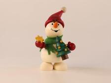 Weihnachtsfigur Schneemann mit Weihnachtsbaum Höhe 10 cm NEU Miniatur Holzfigur