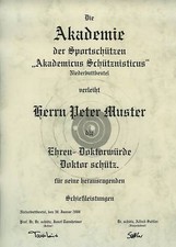 Diplom Urkunde Ehren Doktor