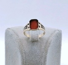 Ring Gold 333er mit Karneol Platte 8 Karat Goldring Siegelring Vintage 