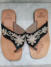 ESPRIT Sandalen Flip Flops Kinder oriental Design schwarz Echt Leder Gr. 33 NEU
