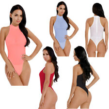 Damen Ouvert Body Dessous Bodysuit Ärmellos offener Schritt Babydoll Trikot Sexy