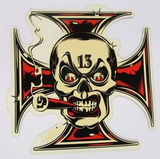 Iron Cross 13 Skull Rockabilly Aufkleber Sticker Hot Rod US Car Oldschool Custom