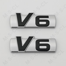 3D V6 Emblem Aufkleber – Chrom Schwarz Metall Logo 8,2×2,6cm KFZ M-S-CL