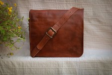 Braune Herren-Aktentasche aus echtem Vintage-Leder Kuriertasche Schultertasche Laptoptasche