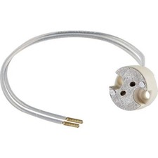 Niedervolt-Universal-Fassung Porzellan, rund, mit Silikonleitung 14,5cm