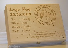 Holzkiste Gravur Geburtskiste personalisierte Erinnerungskiste Taufgeschenk