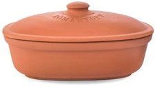 Römertopf Brottopf oval terracotta braun Keramik Brotdose - Wie neu