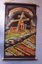 Wandbild mit Windmühle und Tulpenfeld, Holland, Niederlande