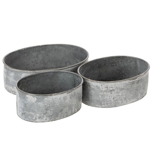 Dekoschale metall oval grau - dekoschale,