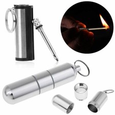 Notfall Set Feuerstein Transport Behälter Camping Outdoor Sturm Feuerzeug Alubox