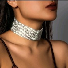 Damen Strassstein-Collier✨ Extra Breit💖  Modeschmuck Halsband Schmuck-Trend2025