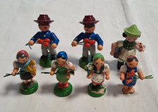 Erzgebirge Blumenkinder 7 Stück Vintage alte Serie DDR 50 er Jahre Handbemalt