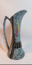 Vintage Kunst Vase SCHERICH grafisches Dekor grau/weiß meliert Germany