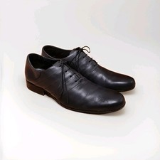 Emporio Armani Herren Lederschuhe Schwarz Oxford Schuh Gr. 42 Made In Italy