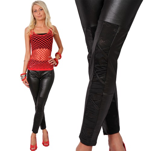 Leggings schwarz leder - leggings,