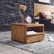 FineBuy Nachttisch Massivholz Nachtkommode 30 cm Schublade Nachtschrank Landhaus